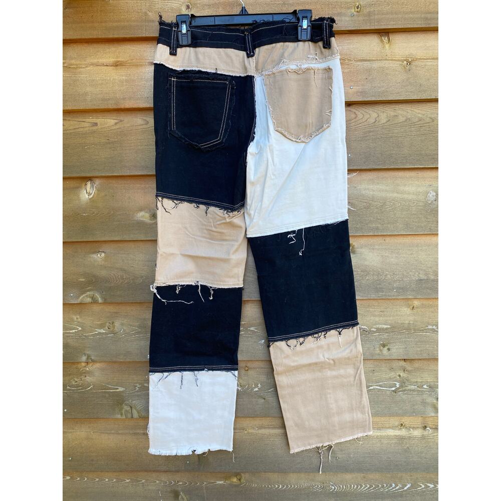 Cider Black Tan And White Patchwork Straight Leg … - image 2